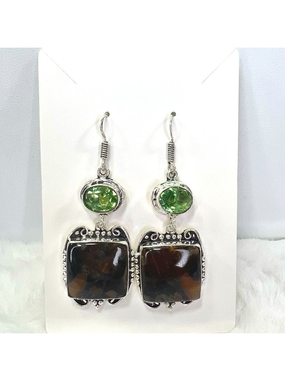Jasper Peridot 925 Gemstone Earring
